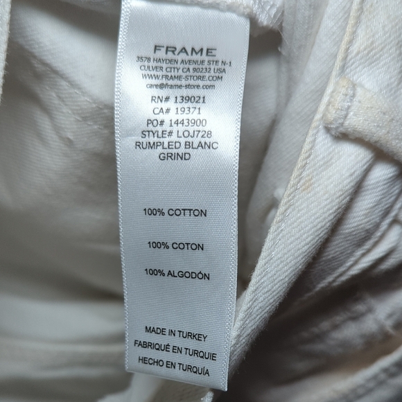 Frame Denim Le Original Women's White Jeans Straight Leg Crop Button Fly Size 26 - Picture 6 of 7